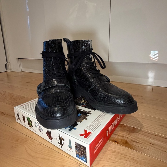 ALL SAINTS Donita Crocodile Leather Boots - Black - UK 6/US 9/EU 39 - Picture 5 of 6